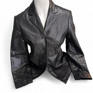Vintage Old Navy Black Leather Blazer Jacket | Fitted | Repair Project